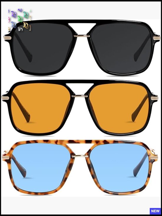 Retro Square Aviator Sunglasses Polarized Trendy 90s Pilot Shades Unisex main image 4